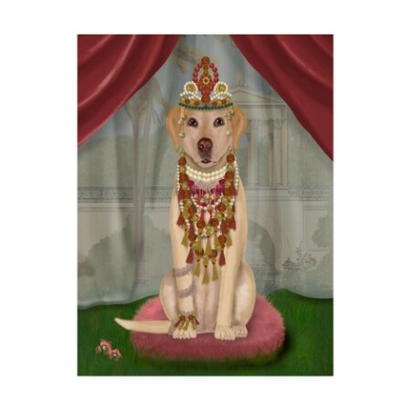 Fab Funky 'Yellow Labrador And Tiara, Full' Canvas Art,18x24